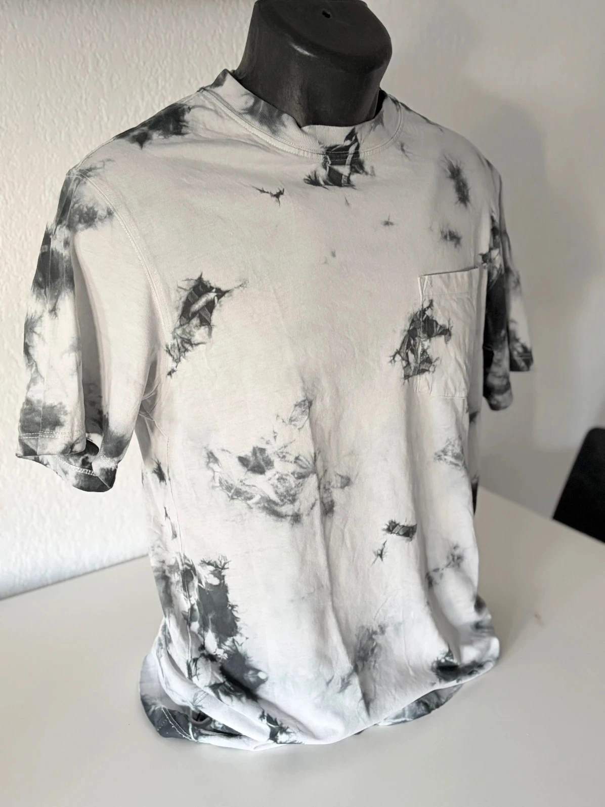 T-shirt Umbro Style Streetwear Vintage – Maat XS – Tie-Dye Grijs & Zwart – photo 3